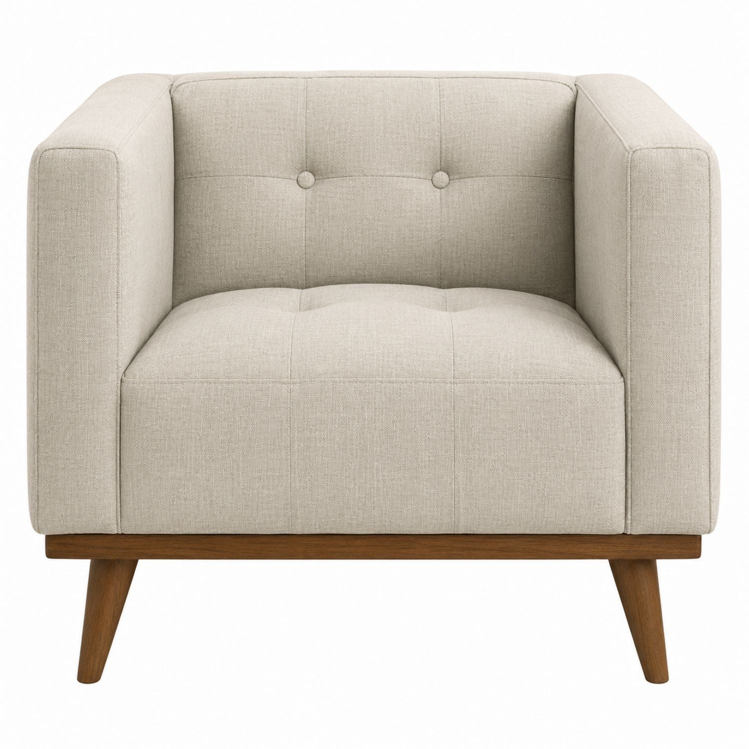 Fabric Armchair Beige Upholstered with Solid Wood Legs 75cm x 80cm x 85cm