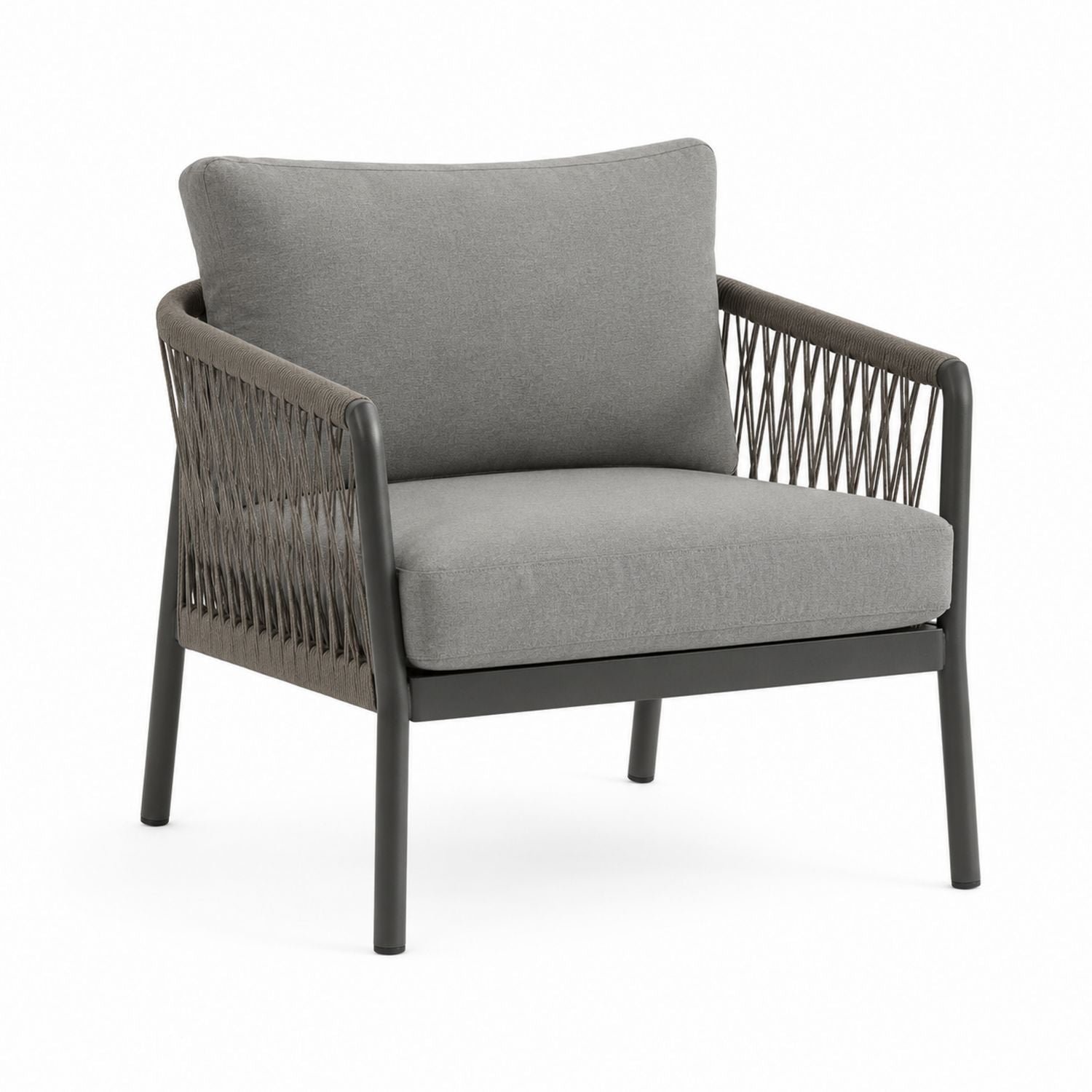 Outdoor Chair Aluminum Frame with Polyester Cushions Gray