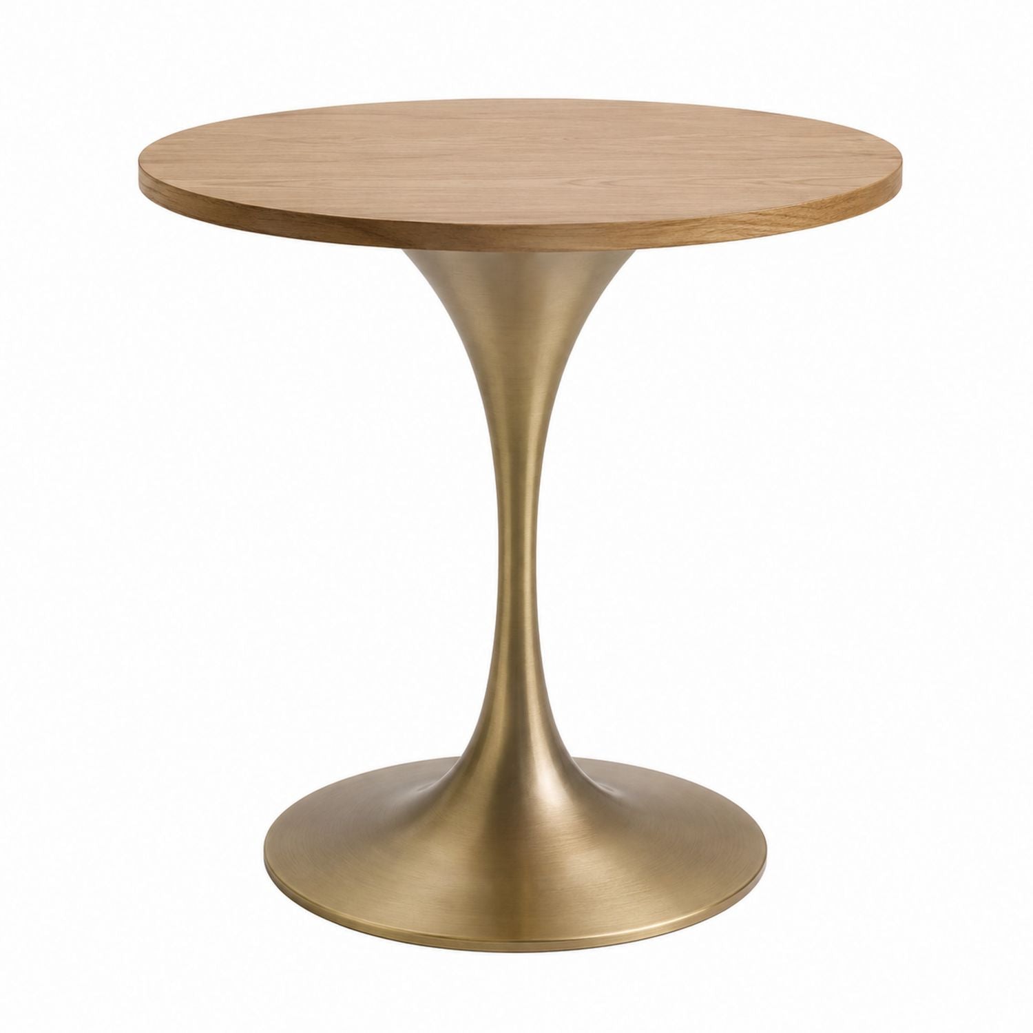 Round Wood Dining Table with Brass Base