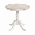 Round Wood Dining Table with Distressed White Finish 75cm Diameter