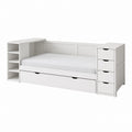 White Wooden Daybed with Shelving and Drawers