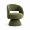 Bouclé Upholstered Swivel Chair in Green