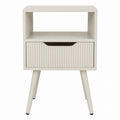 Wood Nightstand with Drawer and Open Shelf MDF and Pine Beige 50x40x60cm