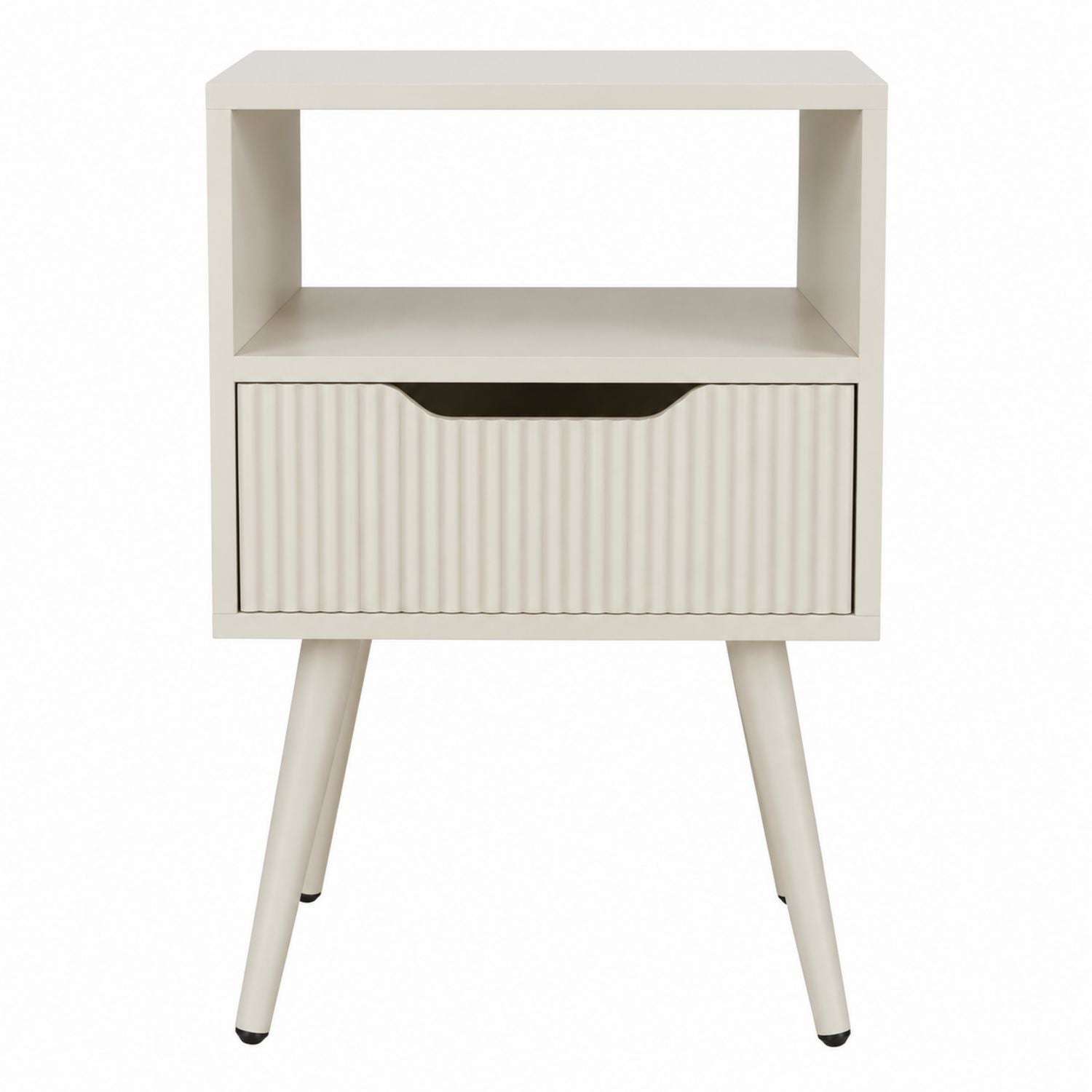 Wood Nightstand with Drawer and Open Shelf MDF and Pine Beige 50x40x60cm