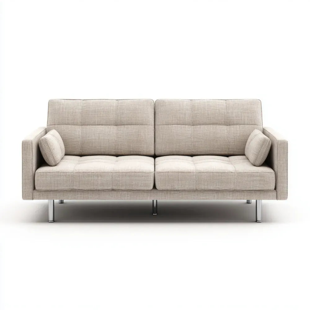 Sofa Set Fabric Upholstered 200x85x85 cm - Light Beige - Modern Design