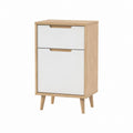 Wood Nightstand with White Drawer 2-Tier 40x30x60cm