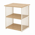 Three-Tier MDF Nightstand with Steel Frame in Oak and White