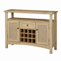 Wooden Bar Cabinet with Wine Rack and Rattan Doors 120cm x 40cm x 90cm