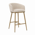 Metal Frame Bar Stool with Polyester Fabric Beige Round Backrest 75 cm
