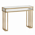 Glass Top Console Table with Metal Base Gold 120cm x 40cm x 80cm