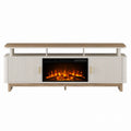 Wood Finish Electric Fireplace TV Stand 70 inches White