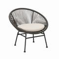 Steel Frame Rope Lounge Chair with Beige Cushion