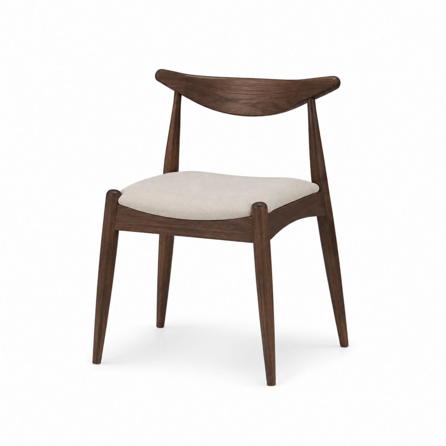Mid-Century Modern Dining Chair with Wood Frame and Polyester Fabric Seat