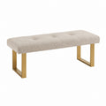 Fabric Upholstered Bench with Gold Metal Legs Beige 120cm