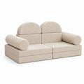 Beige Corduroy Modular Sofa Set with Round Armrests