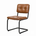 Brown Leather Dining Chair with Metal Frame