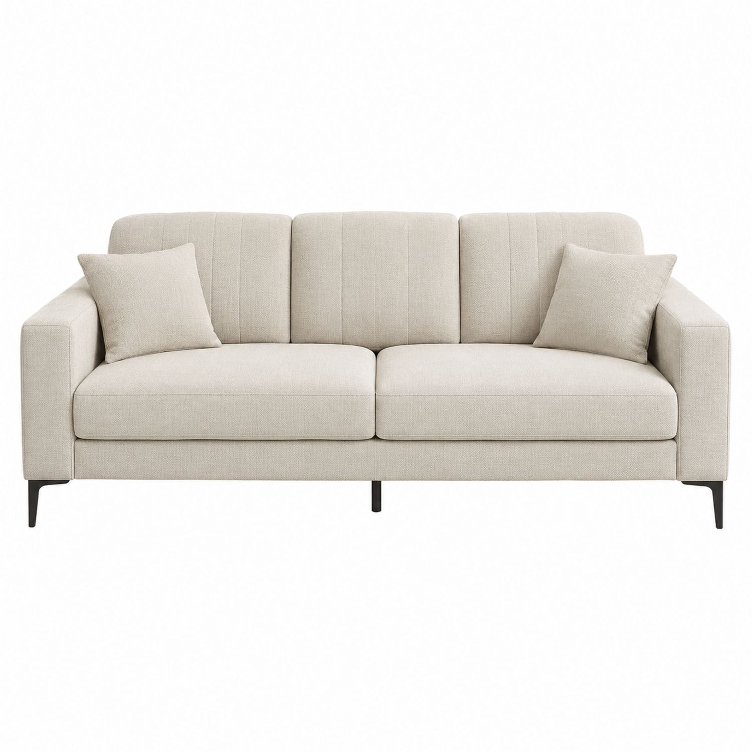 3-Seater Fabric Sofa Beige 200cm x 85cm x 90cm