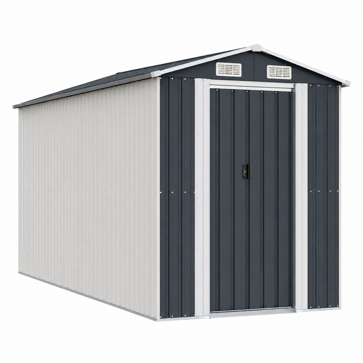 Outdoor Metal Storage Shed Grey and White 202x122x180 cm