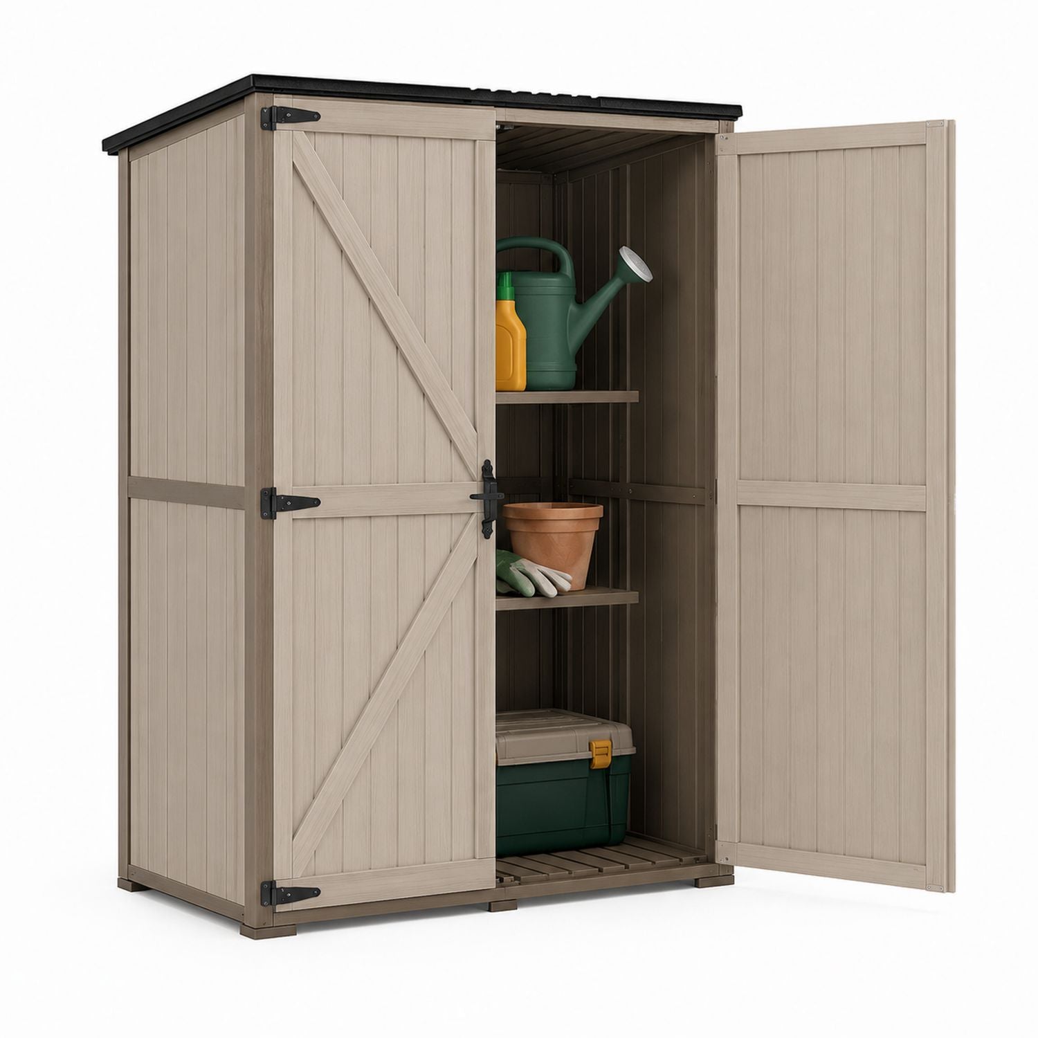 Outdoor Resin Storage Cabinet with Double Doors 172cm