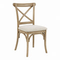 Wooden Dining Chair with Upholstered Seat and Cross Back