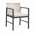 Outdoor Metal Chair with Rope Back and Cream Cushions