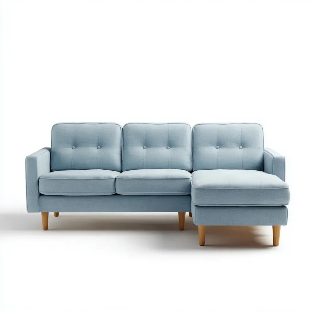 Sofa Set Fabric Upholstery 210x85x85 cm - Light Blue - Modern Design