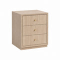 Wooden 3-Drawer Nightstand Oak Finish with Metal Handles