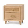 2-Drawer Oak and Cane Nightstand Natural 50cm x 40cm x 60cm