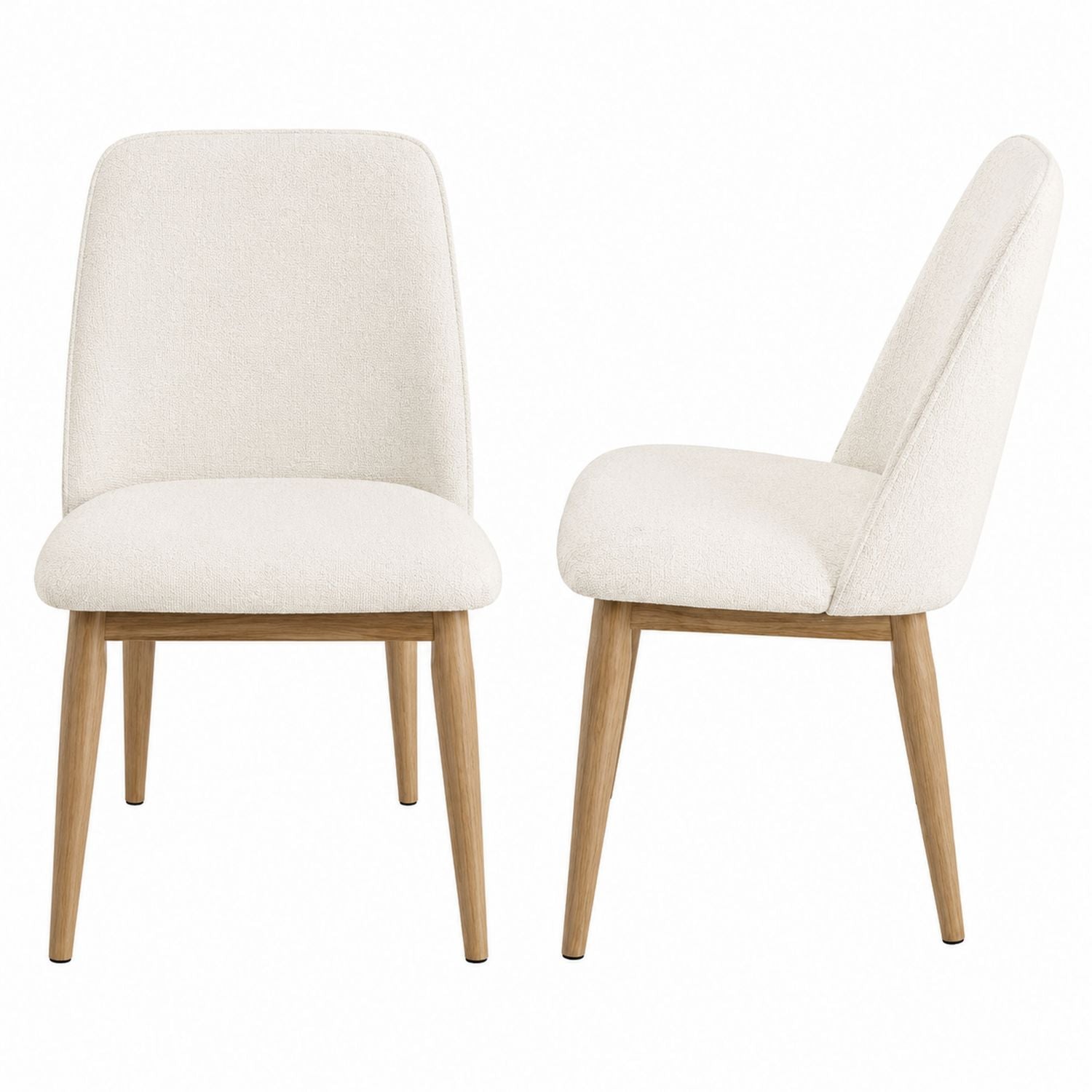 Set of 2 Fabric Upholstered Dining Chairs with Wood Legs