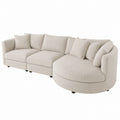 Beige Fabric Modular Sofa with Curved Chaise and Cushions