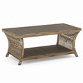 Rectangular Outdoor Coffee Table Wood and Synthetic Wicker Neutral 120cm x 60cm x 45cm