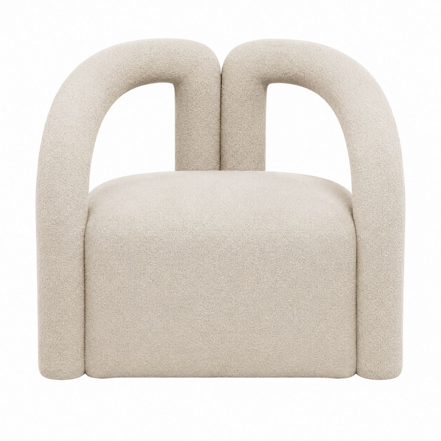 Boucle Fabric Upholstered Armchair Beige