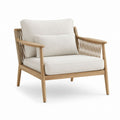 Outdoor Armchair with Teak Frame and Beige Cushions