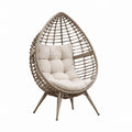 Wicker Egg Chair with Polyester Cushions Beige 47in x 35in x 63in