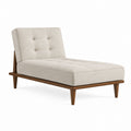 Beige Fabric Chaise Lounge Chair with Wooden Frame