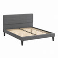 Queen Fabric Upholstered Bed Frame with Headboard Gray