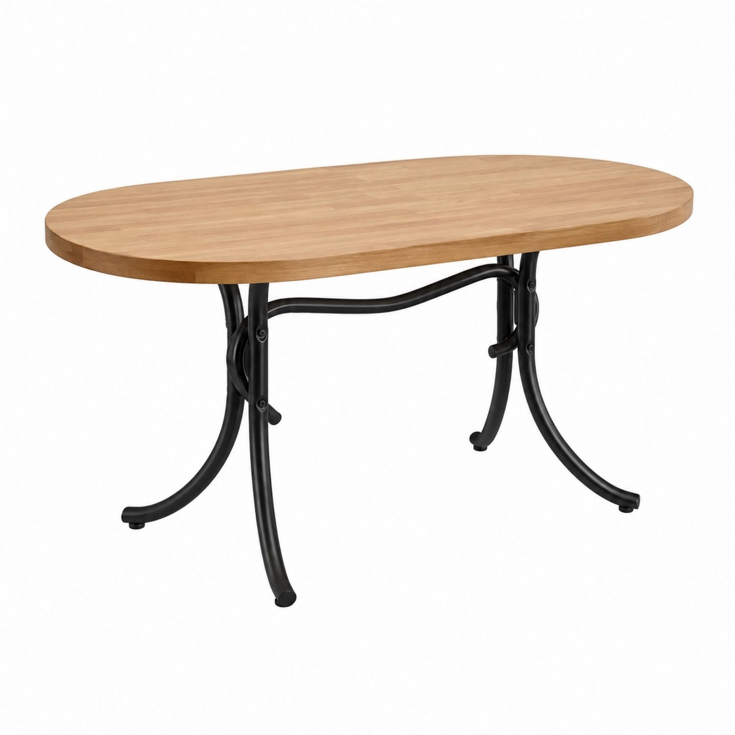 Oval Wooden Dining Table with Steel Legs