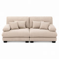 Beige Corduroy 2-Seater Sofa with Cushions
