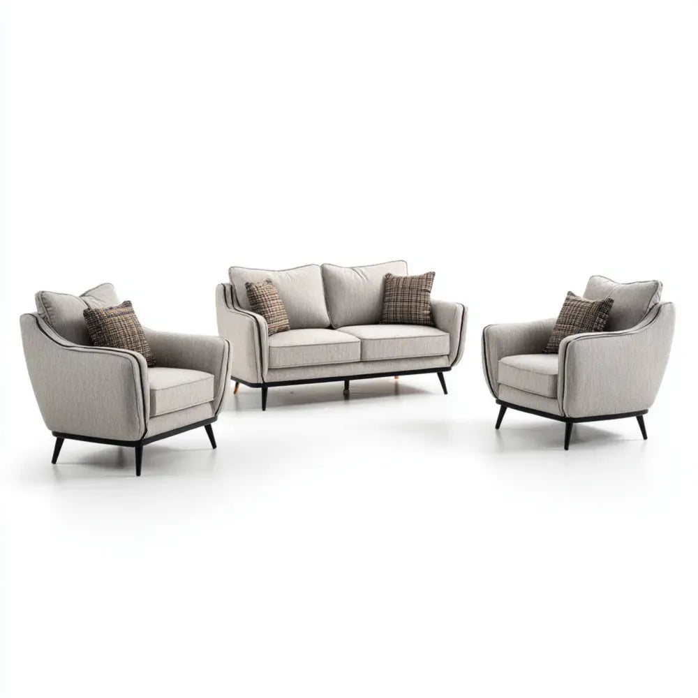 Sofa Set Fabric Upholstery Modern Design 160x85x85 cm Light Gray