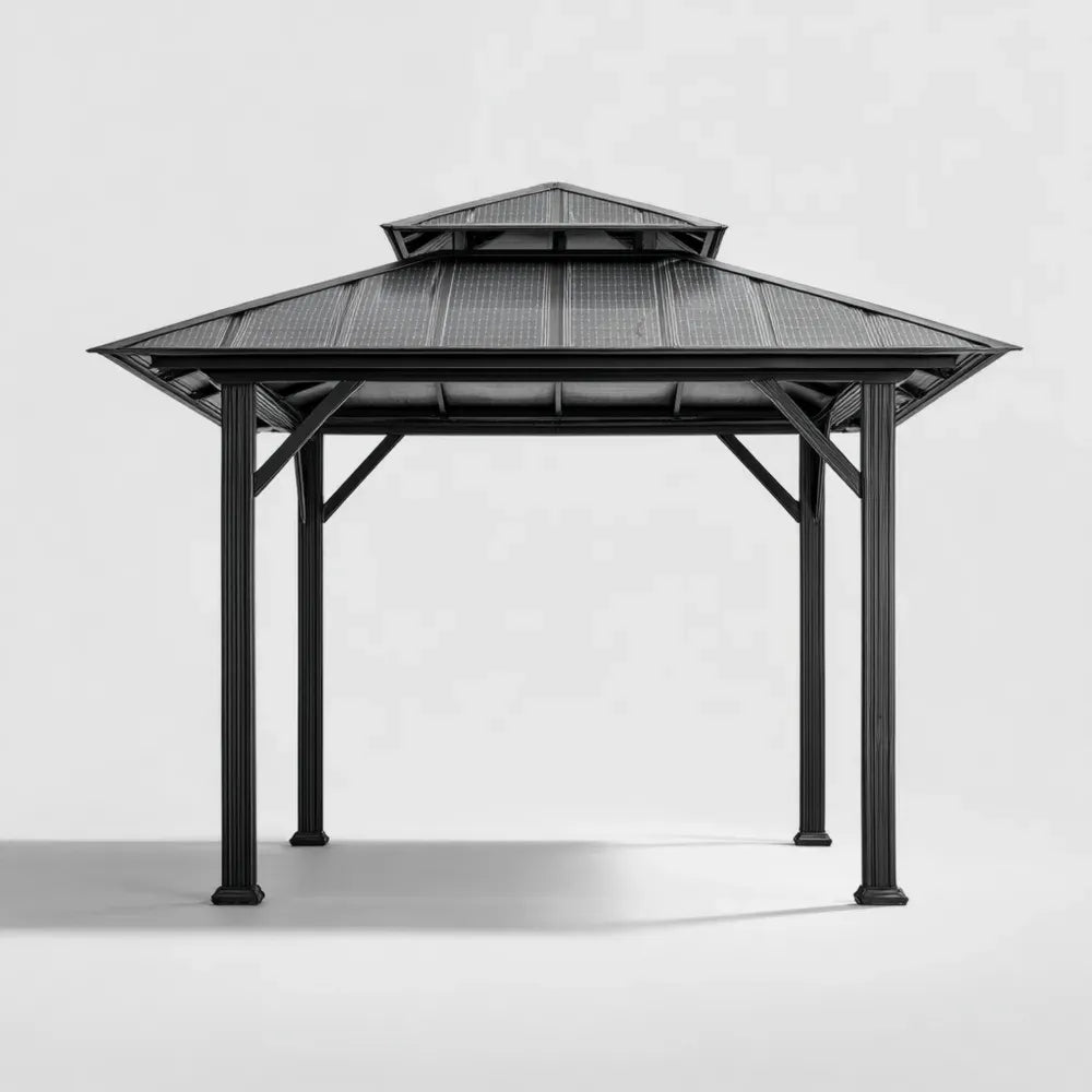 Gazebo Steel Frame 118x118x102 in - Black - Modern Design