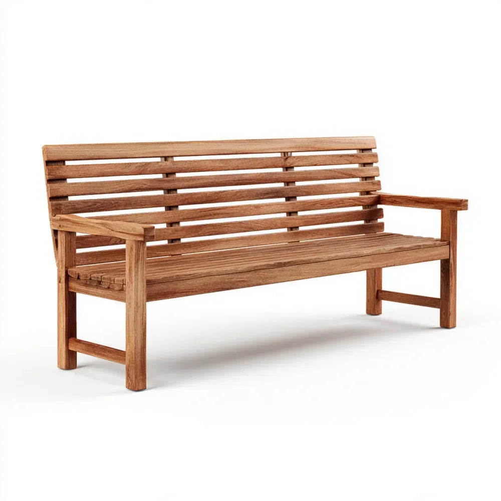 Wooden Patio Bench 150x60x90 cm - Teak - Natural Finish - Outdoor Use