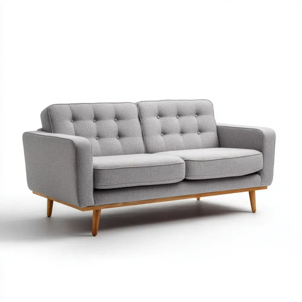 Sofa Set Fabric Upholstered 200x85x86 cm - Light Grey - Modern Design
