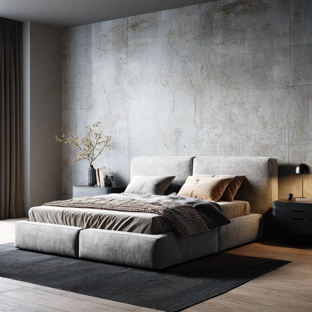 Double Bed Upholstered 200x150x100 cm - Light Grey - Contemporary Design