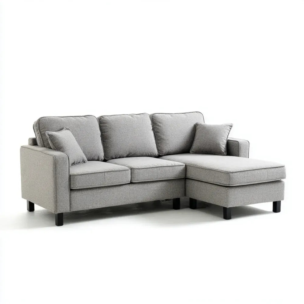Sectional Sofa Set Fabric Upholstery 200x150x85 cm - Light Gray - Modern Design